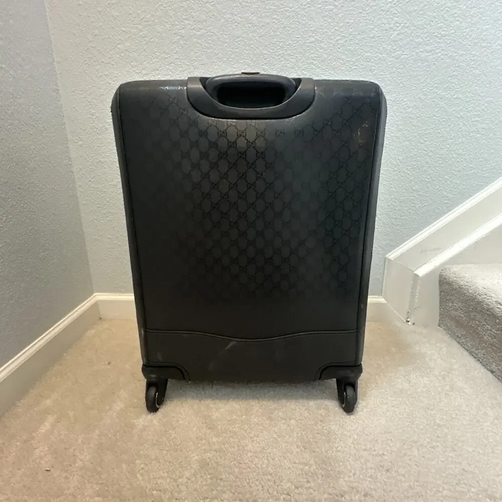 AUTHENTIC GUCCI TROLLEY TRAVEL SUITCASE IMPRIME 24” BLACK ROLLING LUGGAGE 293908